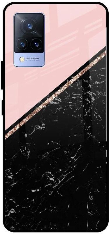 QRIOH Back Cover for Vivo V21  (Pink, Black, Grip Case, Silicon, Pack of: 1)
