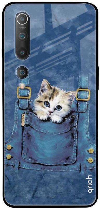 QRIOH Back Cover for Mi 10 Pro  (Blue, Grip Case, Silicon, Pack of: 1)