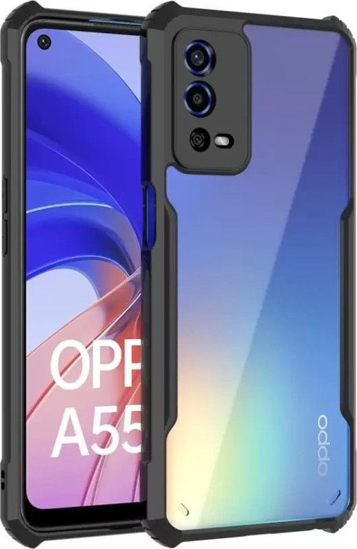 Meephone Back Cover for Oppo A55 4G  (Black, Transparent, Grip Case, Pack of: 1)