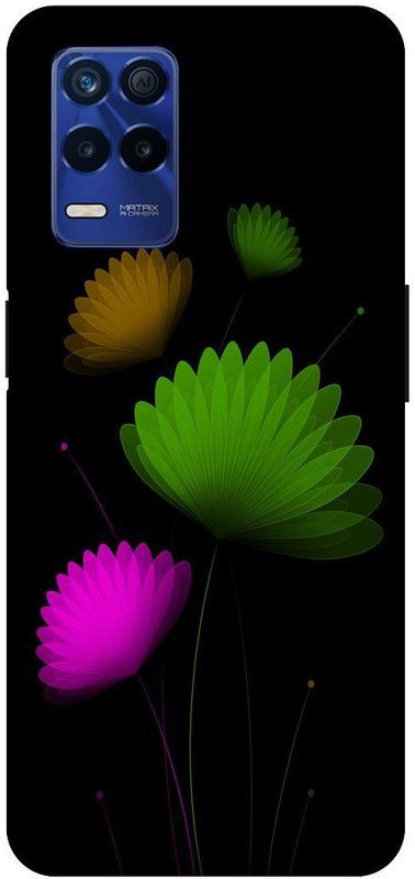 Bluvver Back Cover for Realme 8s 5G , RMX3381, Printed Black Flower Back Cover  (Multicolor, Hard Case, Pack of: 1)