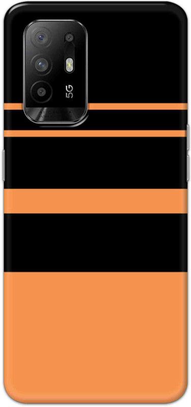 NDCOM Back Cover for OPPO F19 Pro Plus Orange Stripe Pattern Printed  (Multicolor, Hard Case, Pack of: 1)