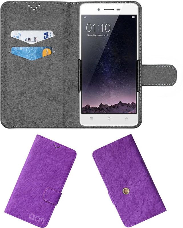 ACM Flip Cover for Oppo Mirror 5s  (Purple, Cases with Holder, Pack of: 1)