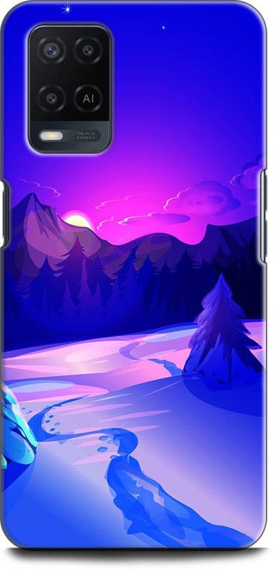 INDICRAFT Back Cover for OPPO A54, CPH2239 WINTER NIGHT, NATURE, SNOW, SUN RISE, PAINTING  (Multicolor, Dual Protection, Pack of: 1)
