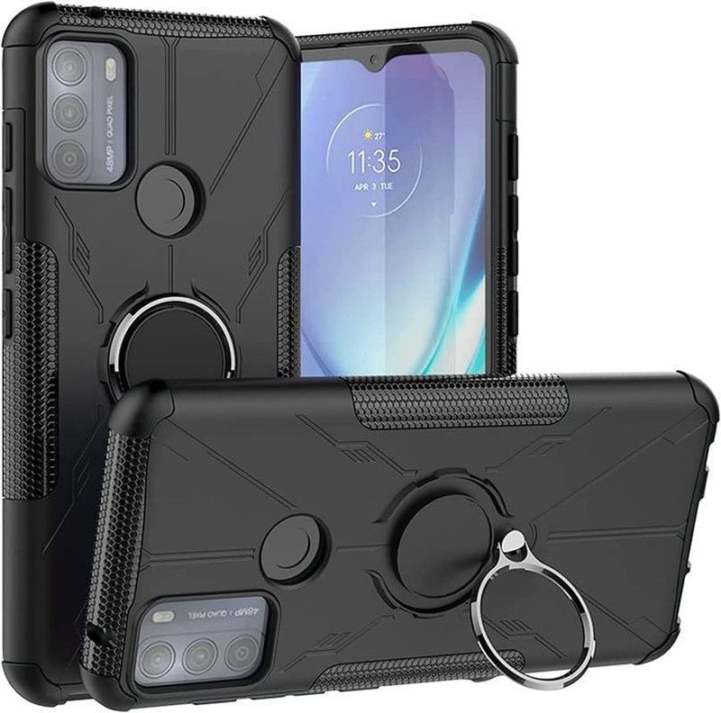 S-Hardline Back Cover for Moto G52, Shockproof Armor Dual Protection Layer Case  (Black, Pack of: 1)