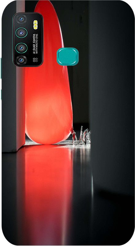 PLUSCASE HD MOVIES Back Cover for Infinix Hot 9 Pro  (Black, Red, Grip Case, Silicon, Pack of: 1)