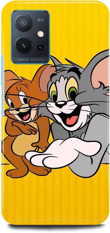 play fast Back Cover for Vivo T1 5G, V2141 TOM, AND, JERRY, CARTOON, CN  (Yellow, Hard Case, Pack of: 1)