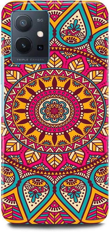 play fast Back Cover for Vivo T1 5G, V2141 MANDALA, ART, RANGOLI, ABSTRACT, ART  (Red, Hard Case, Pack of: 1)