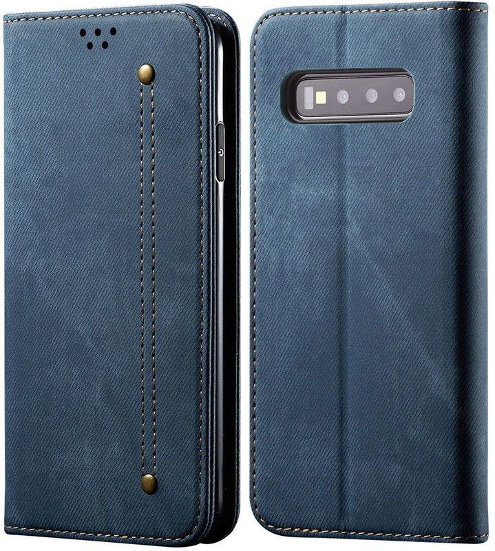 VeeGee Wallet Case Cover for Samsung Galaxy S10  (Blue, Magnetic Case)