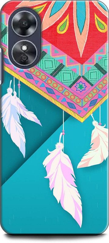 WallCraft Back Cover for OPPO A17, CPH2477 FEATHER, DREAM CATCHER, COLORFUL, TEXTURE, PRETTY  (Multicolor, Dual Protection, Pack of: 1)