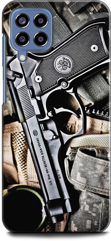 WallCraft Back Cover for SAMSUNG Galaxy M53 5G GUN, PISTOL, ARMY, MILITARY, REFILE, AMMO, PUBG  (Multicolor, Dual Protection, Pack of: 1)