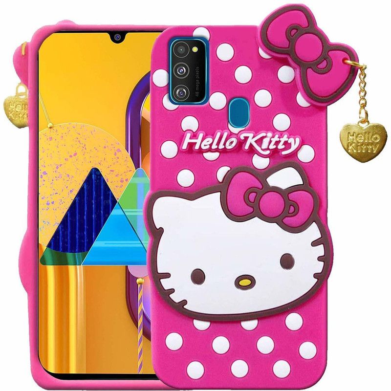 GoPerfect Back Cover for Samsung Galaxy M31 | Girl's Back Cover Hello Kitty Silicon with Pendant  (Pink, Flexible, Silicon, Pack of: 1)