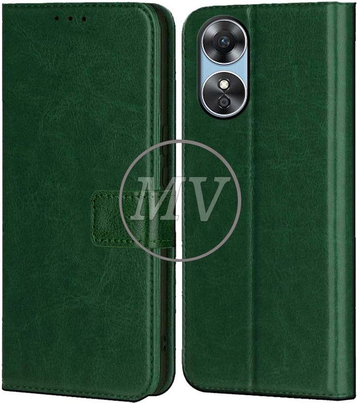 MV Back Cover for Oppo A17  (Green, Cases with Holder, Pack of: 1)