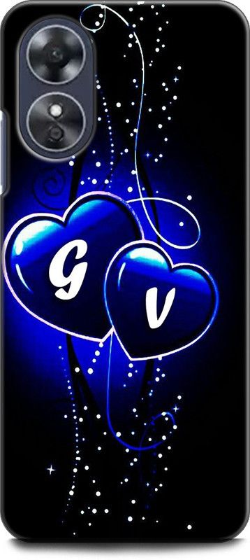 WallCraft Back Cover for OPPO A17, CPH2477 G V, G LOVES V, NAME, ALPHABET, GV LOVE, HART, BLUE  (Multicolor, Dual Protection, Pack of: 1)