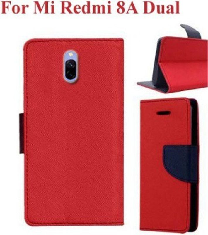 Makeshift Flip Cover for Xiaomi Redmi 8A Dual  (Red, Dual Protection)