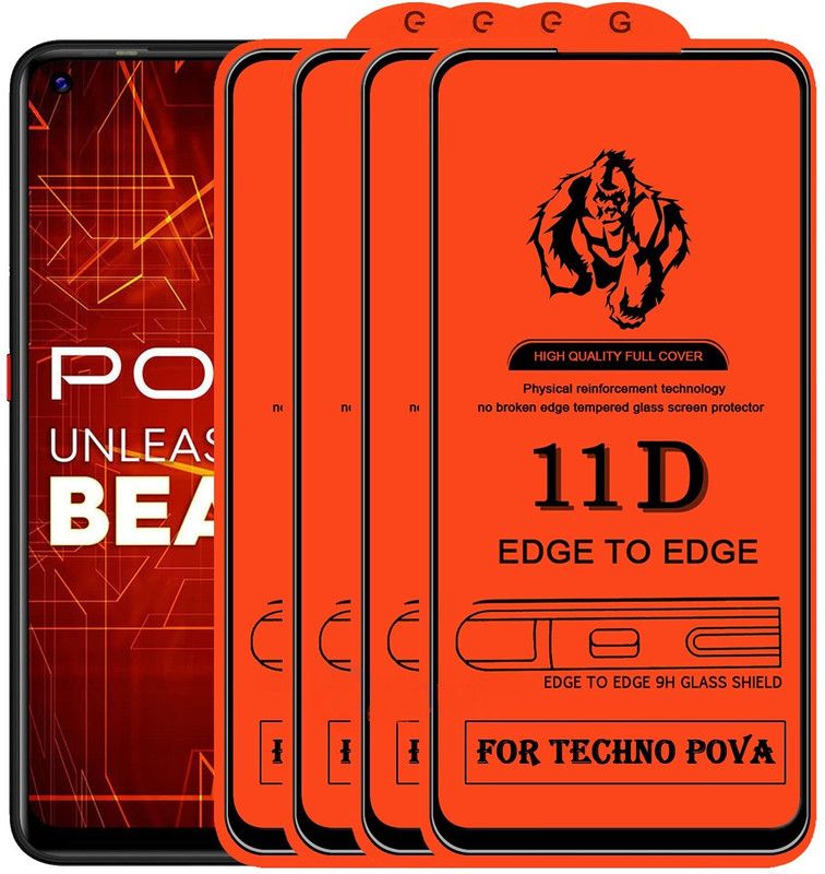 1DOLLAR Edge To Edge Tempered Glass for Techno Pova(Packof 4)  (Pack of 4)