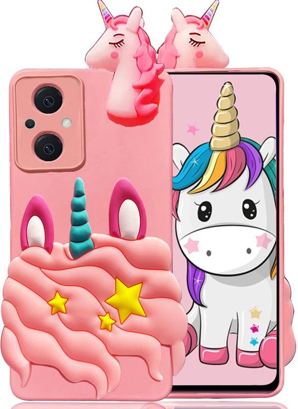 KC Back Cover for Oppo F21 Pro 5G  (Pink, 3D Case, Silicon, Pack of: 1)