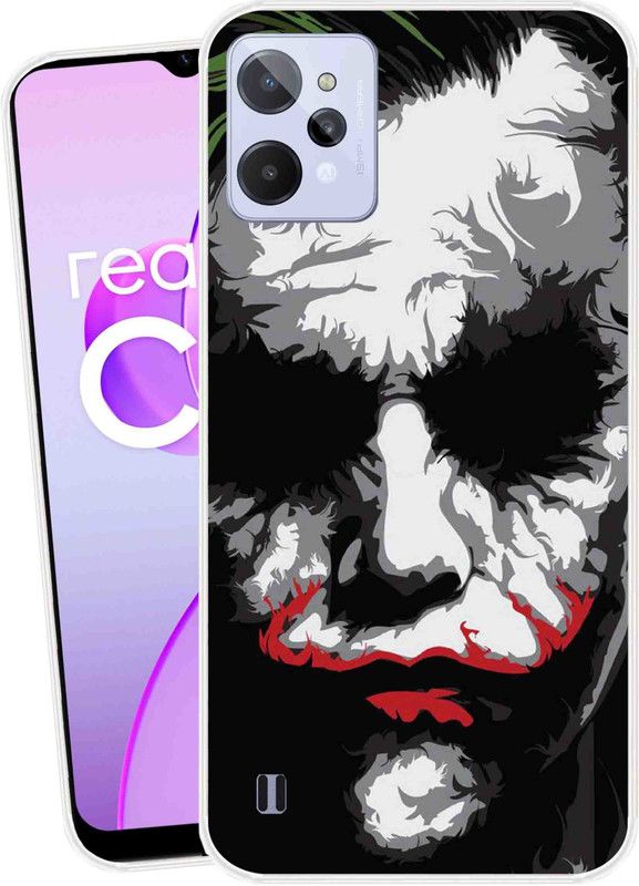 Mkprint Back Cover for RealmeC31  (Black, White, Flexible, Silicon)