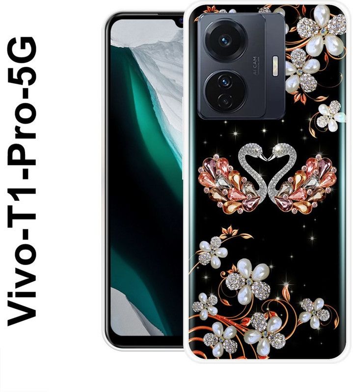 SIMAWAT Back Cover for Vivo T1 Pro 5G  (Black, White, Grip Case, Silicon)