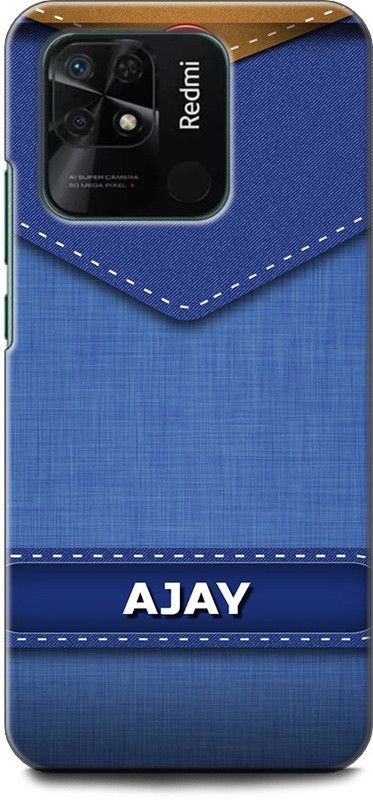 WallCraft Back Cover for REDMI 10 Power AJAY NAME, A, LETTER, BLUE, JEANS, ALPHABET, DESIGN  (Multicolor, Dual Protection, Pack of: 1)