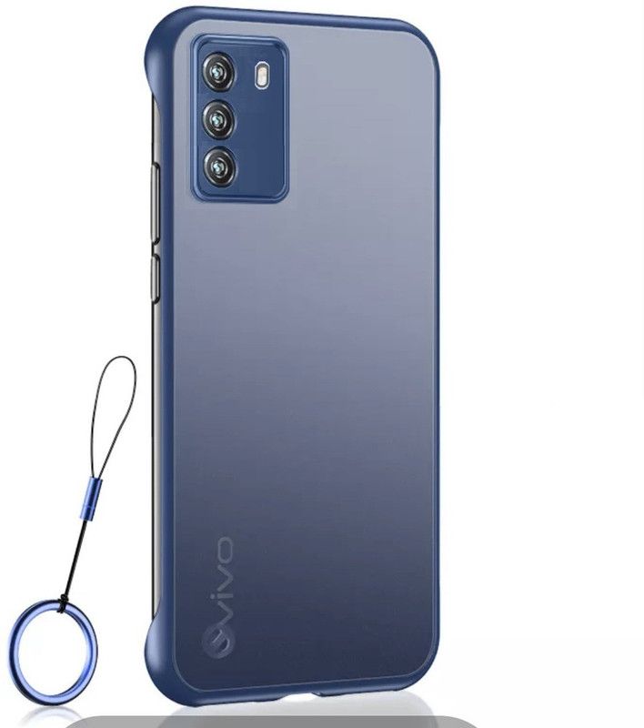 REALCASE Back Cover for Vivo V23e 5G, Vivo Y75 4G, Slim Frameless Matte Shock Proof  (Blue, Ring Case, Pack of: 1)