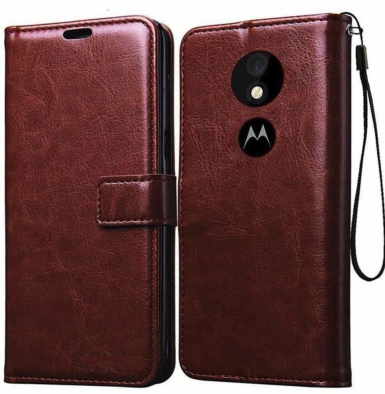 Tingtong Flip Cover for Motorola Moto G6 Play  (Brown, Cases with Holder)
