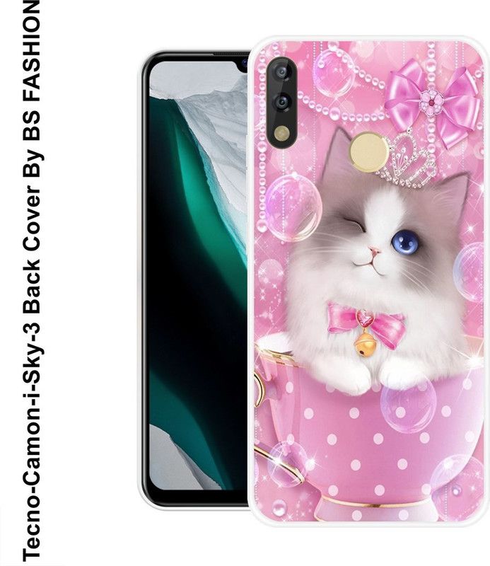 BSRAJ Back Cover for Tecno Camon i Sky 3  (Pink, White, Flexible, Silicon)