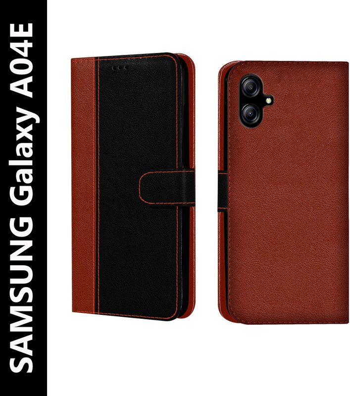Flipkart SmartBuy Wallet Case Cover for SAMSUNG Galaxy A04e, SAMSUNG A04e  (Black, Brown, Dual Protection, Pack of: 1)