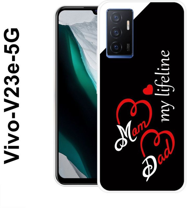 REALKING Back Cover for Vivo V23e 5G  (Black, White, Silicon)