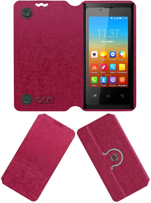 ACM Flip Cover for Bq S37 Ips  (Pink, Cases with Holder, Pack of: 1)