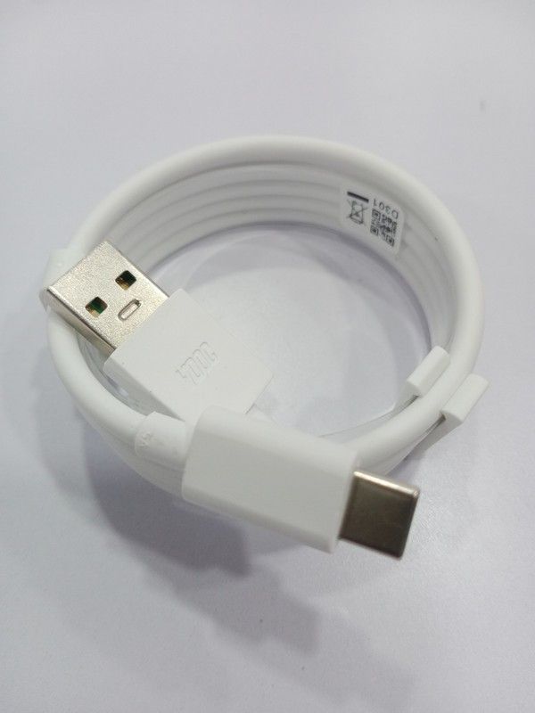 NUKAICHAU USB Type C Cable 6.5 A 1.00463999999996 m Copper Braiding oneplus charger cable fast charging type c  (Compatible with Oneplus 5T | Oneplus 5 | Oneplus 3T | Oneplus 3 | Oneplus 8 | Oneplus 8 pro, White, One Cable)