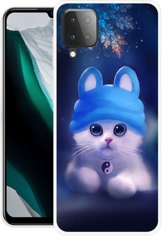 NEVYZAP Back Cover for Samsung Galaxy M22  (Blue, White, Grip Case, Silicon, Pack of: 1)