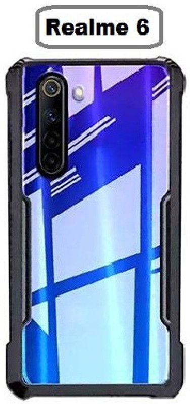 xykos Back Cover for Realme 6  (Black, Transparent, Grip Case)