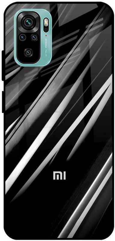 QRIOH Glass Back Cover for Redmi Note 10  (Black, White, Grip Case, Silicon, Pack of: 1)