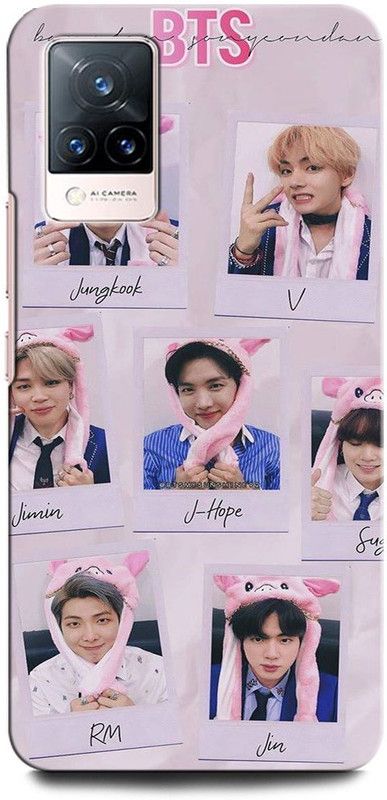 ORBIQE Back Cover for Vivo V21 V2050 BTS, V, JUNGBOOK, JIMIN, JIN, BTS ARMY, SINGER, BOY BAND  (Multicolor, Hard Case, Pack of: 1)