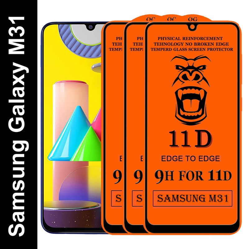 XRENGTH Edge To Edge Tempered Glass for : Samsung Galaxy M31  (Pack of 3)