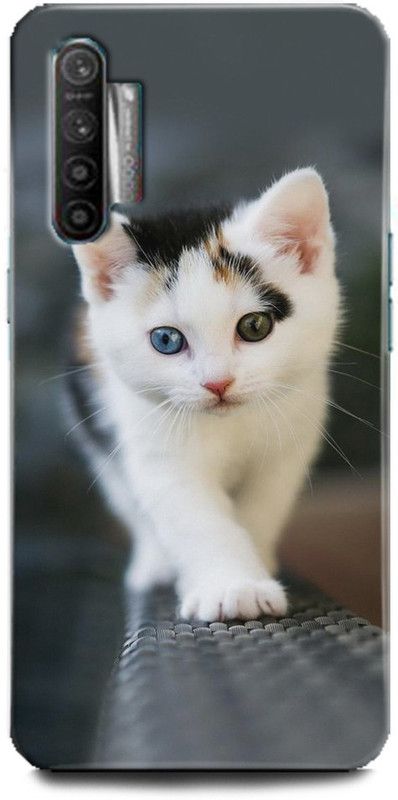 INDICRAFT Back Cover for Realme XT Cat, White Cat, Cute Cate, Littile Cat, Blue Eyes Cat  (Multicolor, Hard Case, Pack of: 1)