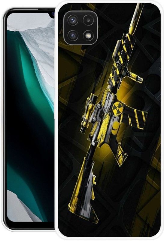 vaidik Back Cover for Samsung Galaxy A22 5G  (Black, Yellow, Dual Protection, Silicon, Pack of: 1)