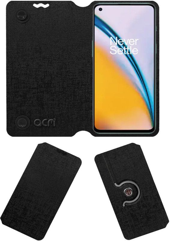 ACM Flip Cover for Oneplus Nord 2 5g  (Black, Cases with Holder, Pack of: 1)