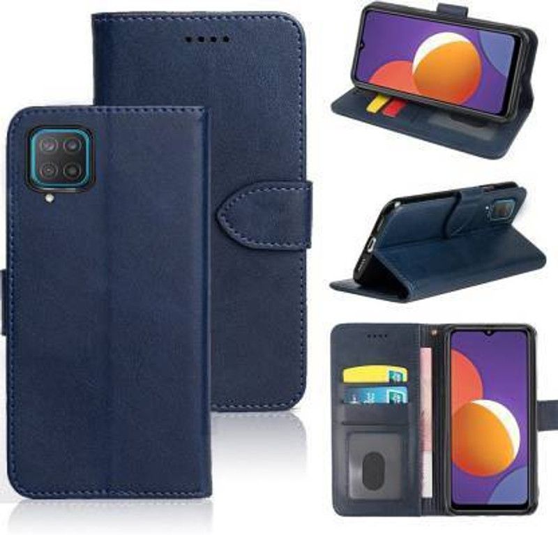 Flospy Flip Cover for Samsung Galaxy A12  (Blue, Camera Bump Protector, Pack of: 1)