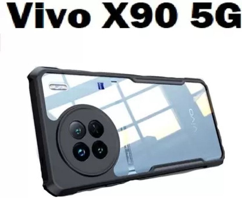 Mobile Back Cover Back Cover for Vivo X90 5G, (IPK)  (Transparent, Black, Camera Bump Protector, Pack of: 1)