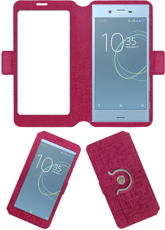 ACM Flip Cover for Sony Xperia Xzs  (Pink, Cases with Holder, Pack of: 1)