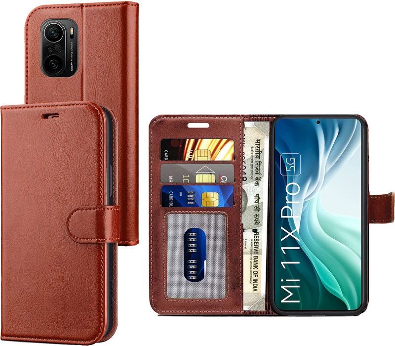 Digilett Wallet Case Cover for Mi 11X Pro 5G  (Brown, Dual Protection, Pack of: 1)