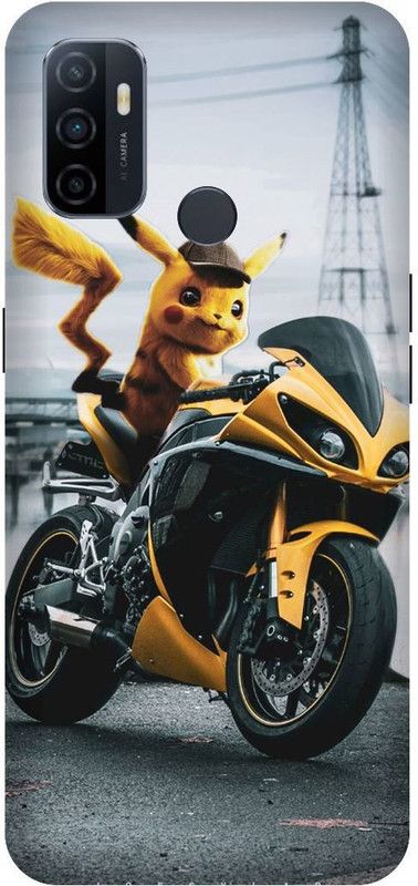 UMPRINT Back Cover for Oppo A33/Oppo CPH2137 Pikachu Pockman Sports Bike Printed Back Cover  (Multicolor, Hard Case, Pack of: 1)