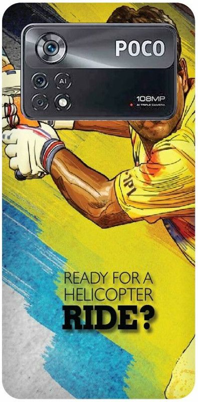 PICHKU Back Cover for POCO X4 PRO- 2201116PG-MAHENDRA,SINGH,DHONI,CSK,7,MSD,MAAHI,CHENNAI,SUPER,KING,SPORTS,IPL  (Yellow, Hard Case, Pack of: 1)