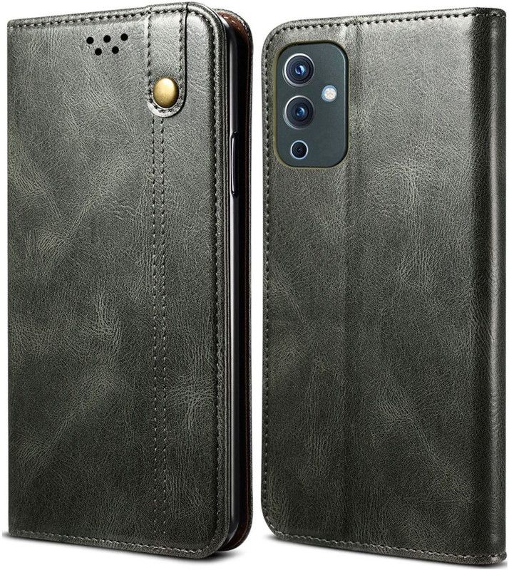 HEAVY DUTY Wallet Case Cover for OnePlus 9 / 1+9 / One Plus 9  (Green, Magnetic Case, Pack of: 1)