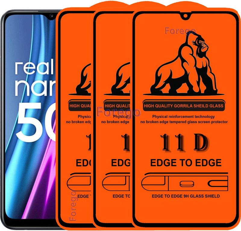 Forego Edge To Edge Tempered Glass for Realme Narzo 50i  (Pack of 3)