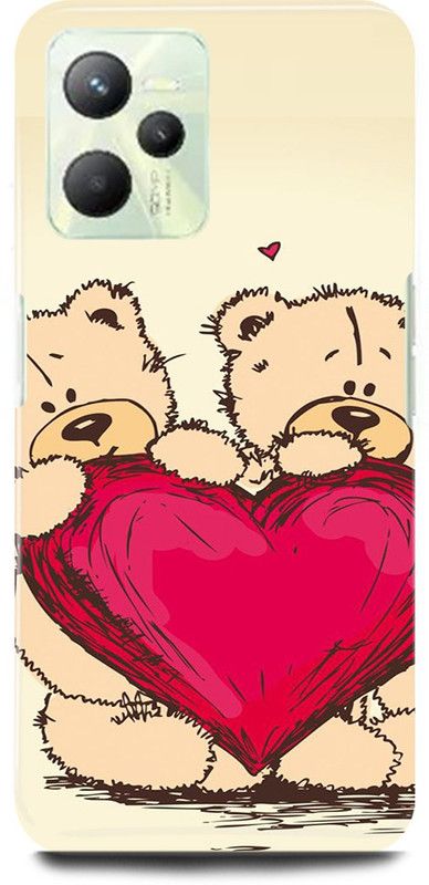 play fast Back Cover for Realme C35, RMX3511 TEDDY, BEAR, DOLL, CARTOON, HEART  (Pink, Hard Case, Pack of: 1)