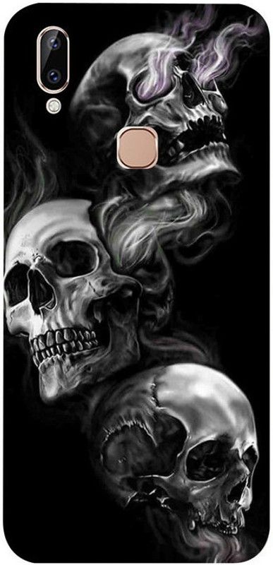 Golden Mask Back Cover for VivoY83 Pro Black Background And Three Skull  (Multicolor, Waterproof, Silicon, Pack of: 1)