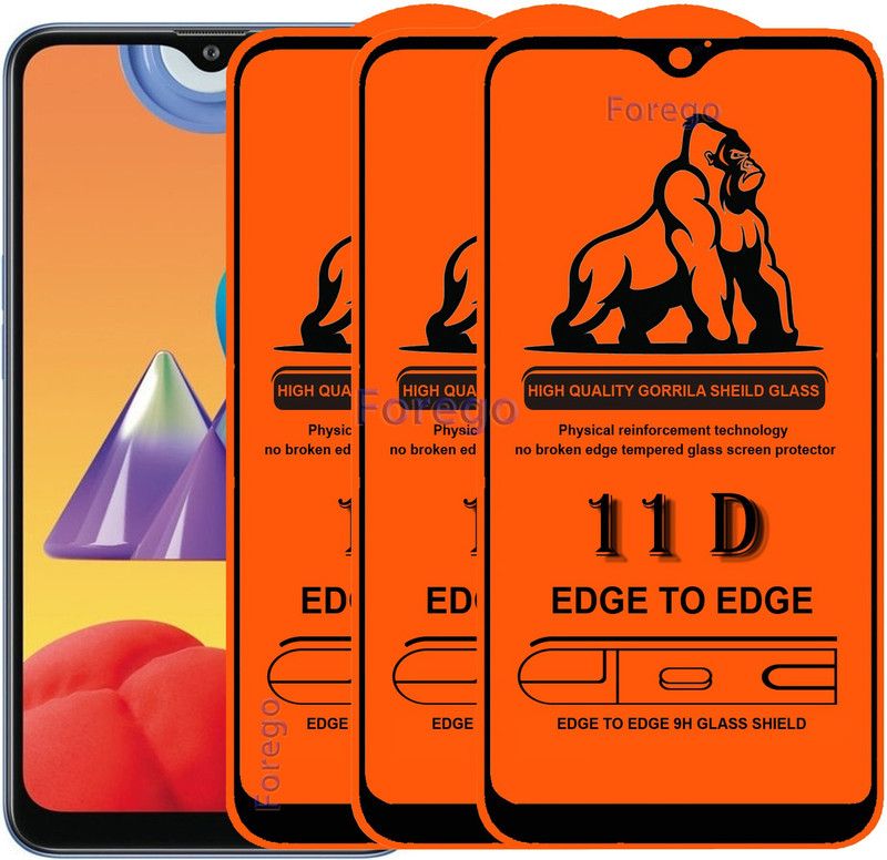 Forego Edge To Edge Tempered Glass for Samsung M01s  (Pack of 3)