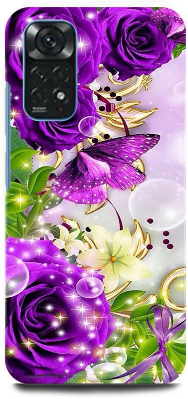 play fast Back Cover for Redmi Note 11 PURPLE, ROSE, FLOWER, GOLDEN, ART  (Purple, Hard Case, Pack of: 1)